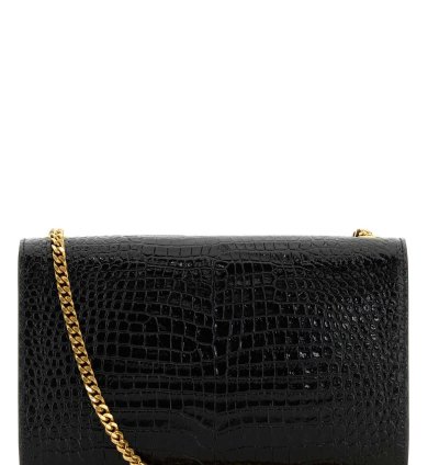 Black Leather Medium Kate Crossbody Bag