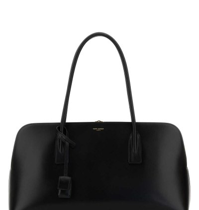 Black Leather Shopping Bag