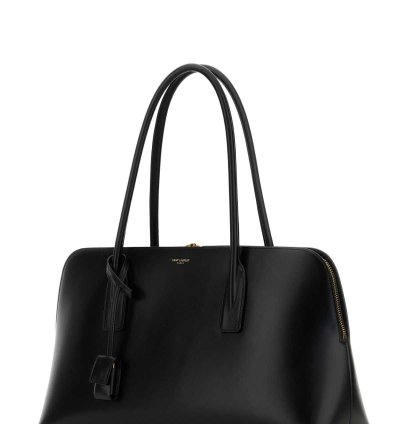 Black Leather Shopping Bag