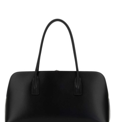 Black Leather Shopping Bag
