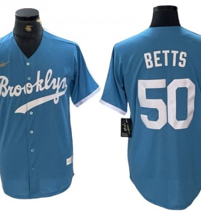 Los Angeles Dodgers 50 Mookie Betts Light Blue Cooperstown Collection Jersey