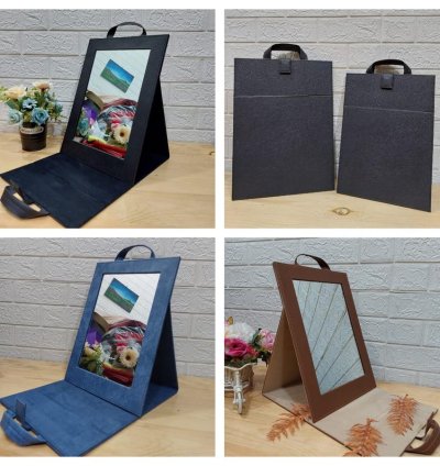 Mirror Makeup Mirror Make Up Folding Book Synthetic Leather Material Sewing Model