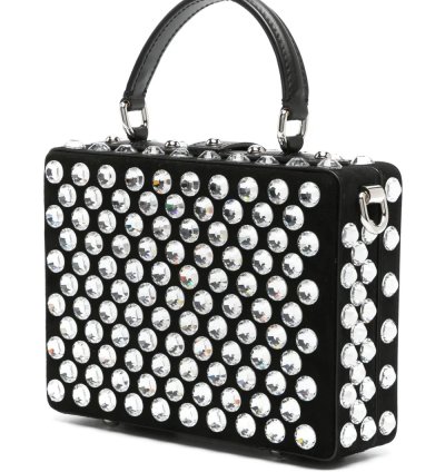 Dolce Gabbana Box Crystal Embellished Leather Bag