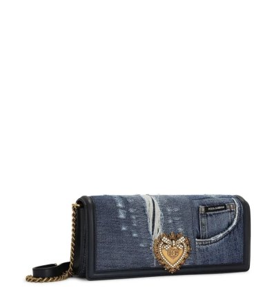 Dolce Gabbana Devotion Patchwork Denim Shoulder Bag