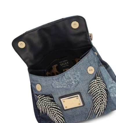 Dolce Gabbana Small Sicily Soft Patchwork Denim Top Handle Bag
