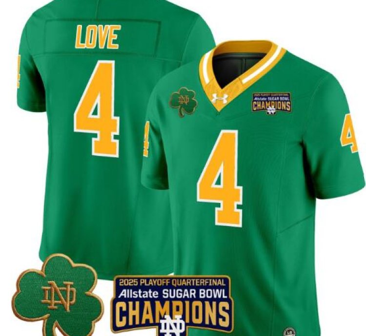 Jeremiyah Love Jersey 4 Notre Dame 2025 Sugar Bowl Champions Throwback