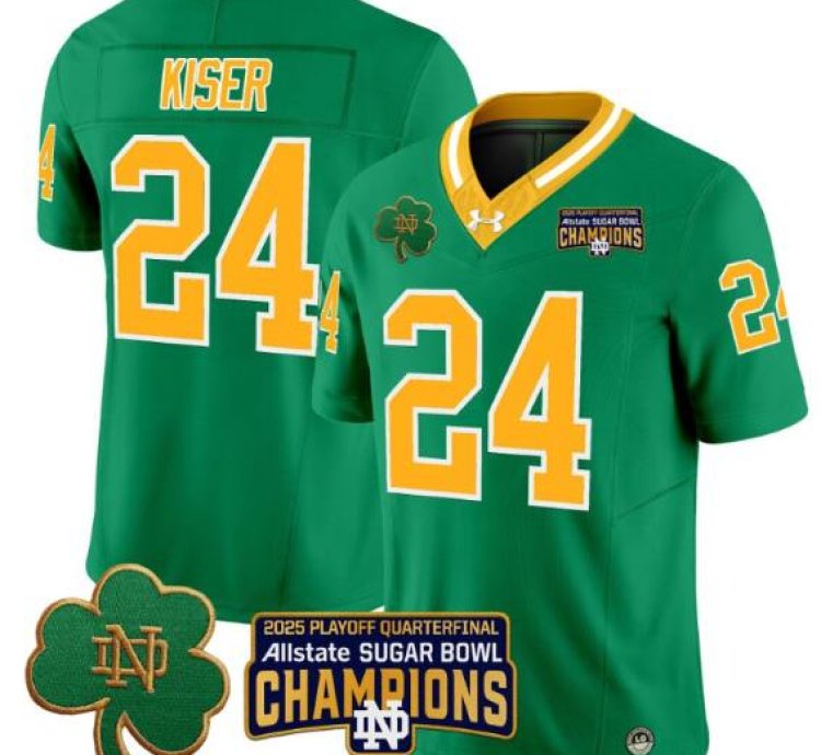 Jack Kiser Jersey 24 Notre Dame 2025 Sugar Bowl Champions Throwback