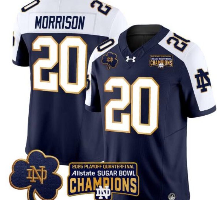 Benjamin Morrison Jersey 20 Notre Dame 2025 Sugar Bowl Champions Navy Alternate