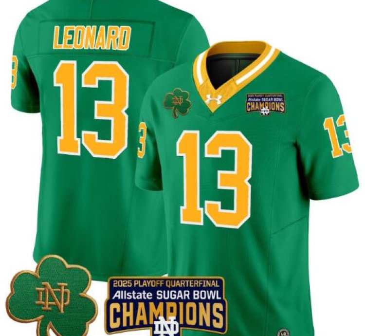 Riley Leonard Jersey 13 Notre Dame 2025 Sugar Bowl Champions Throwback