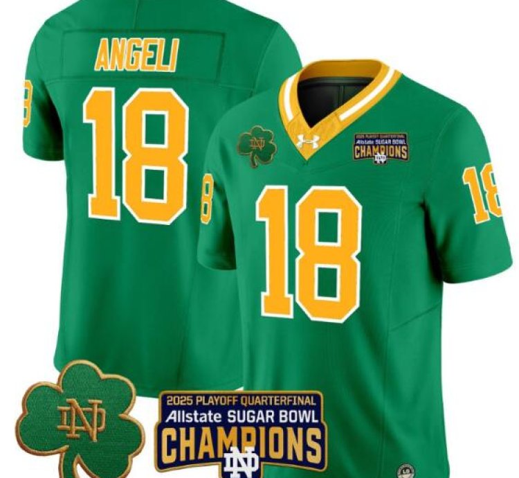 Steve Angeli Jersey 18 Notre Dame 2025 Sugar Bowl Champions Throwback