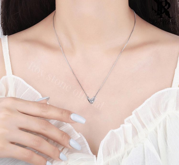 Roystone - Lovita Necklace Womens Moissanite Jewelry Gra Certificate Original 18k Gold Plated