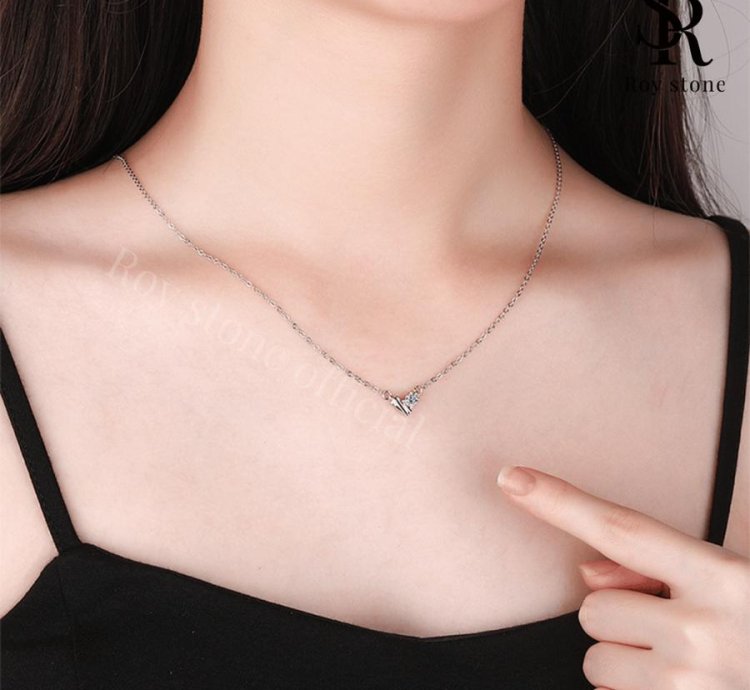 Roystone - Lovita Necklace Womens Moissanite Jewelry Gra Certificate Original 18k Gold Plated