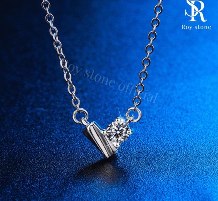 Roystone - Lovita Necklace Womens Moissanite Jewelry Gra Certificate Original 18k Gold Plated