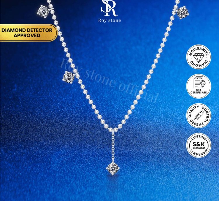 Roystone - Valencia Tennis Necklace Womens Moissanite Jewelry Gra Certificate Original 18k Gold Plated - 2 Ct