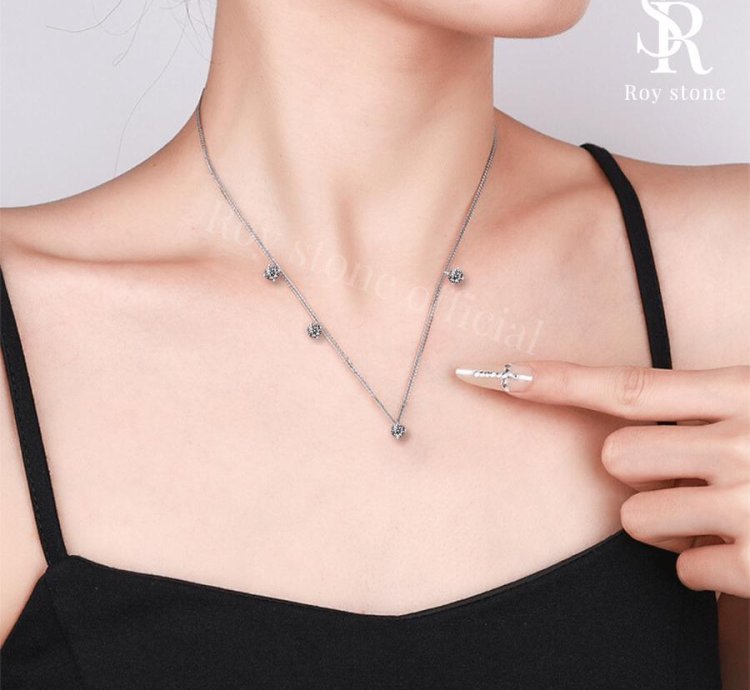 Roystone - Valencia Tennis Necklace Womens Moissanite Jewelry Gra Certificate Original 18k Gold Plated - 2 Ct