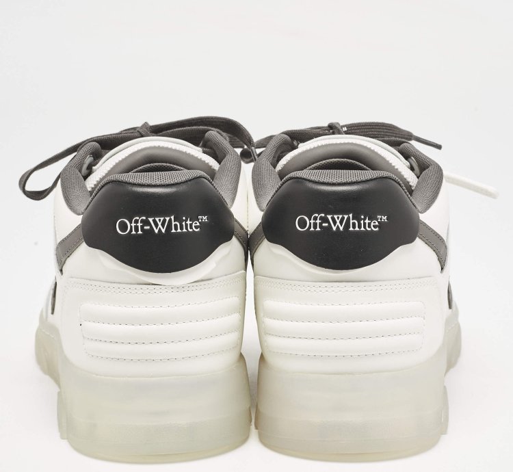Off-white White Grey Leather Out Of Office Low Top Sneakers Size 45