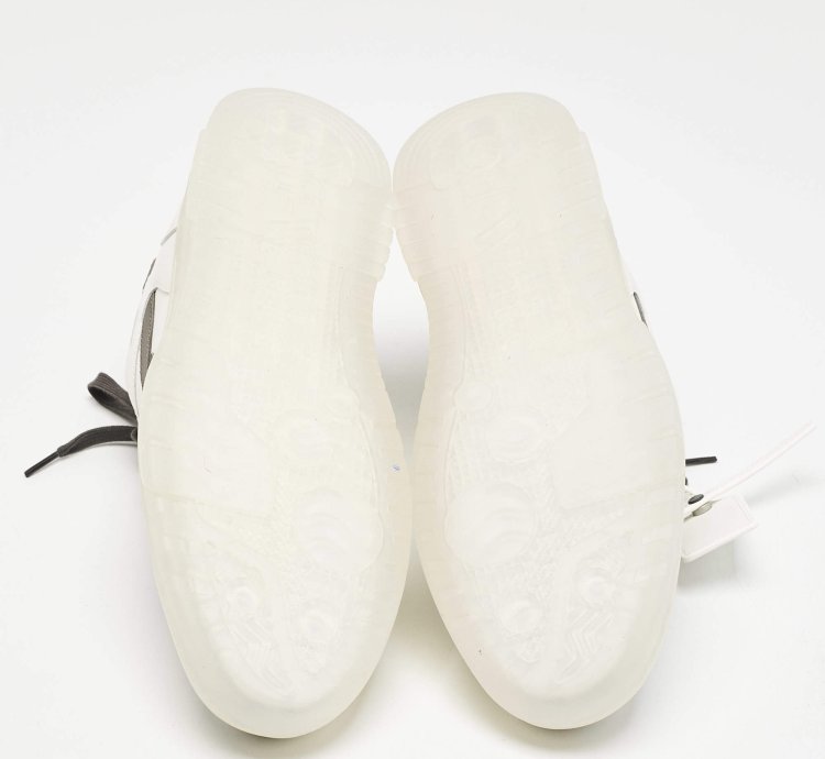 Off-white White Grey Leather Out Of Office Low Top Sneakers Size 45