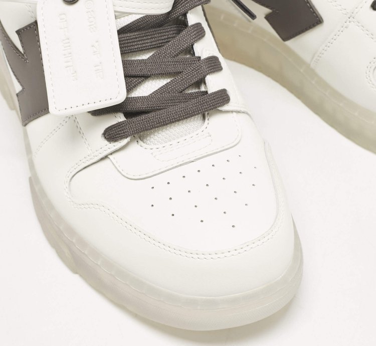 Off-white White Grey Leather Out Of Office Low Top Sneakers Size 45