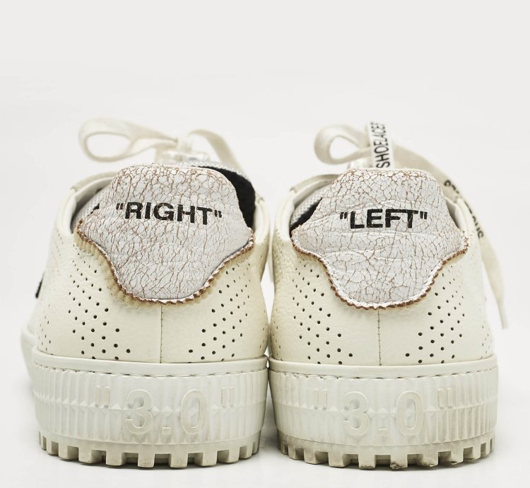 Off-white White Grey Suede And Leather Vulcanized Low Top Sneakers Size 44