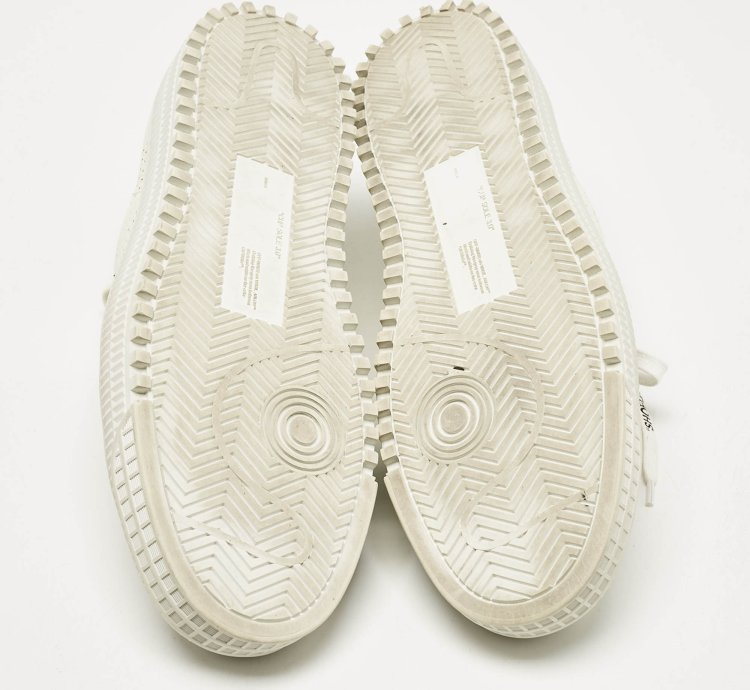Off-white White Grey Suede And Leather Vulcanized Low Top Sneakers Size 44
