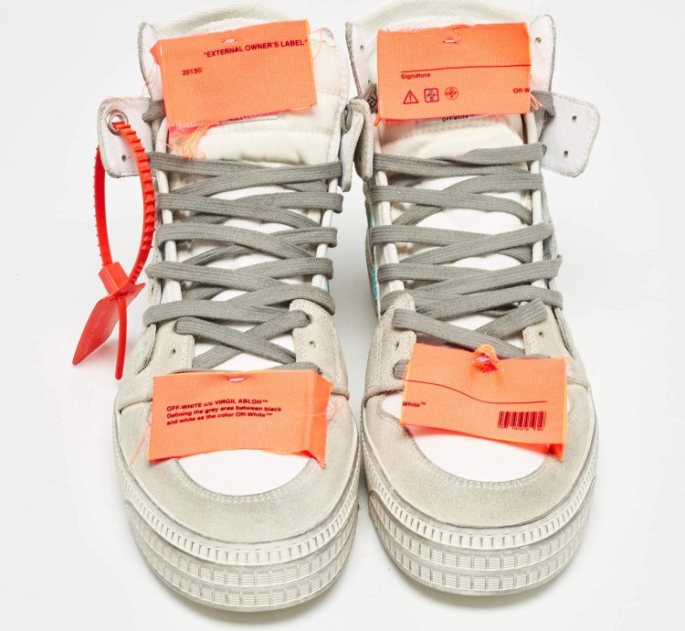 Off-white White Grey Suede Off Court 3 0 High Top Sneakers Size 42
