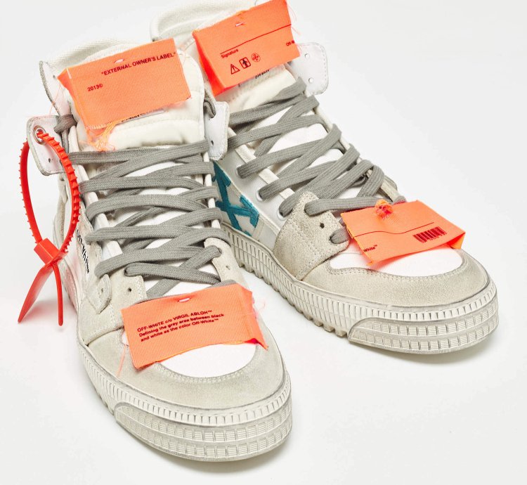 Off-white White Grey Suede Off Court 3 0 High Top Sneakers Size 42