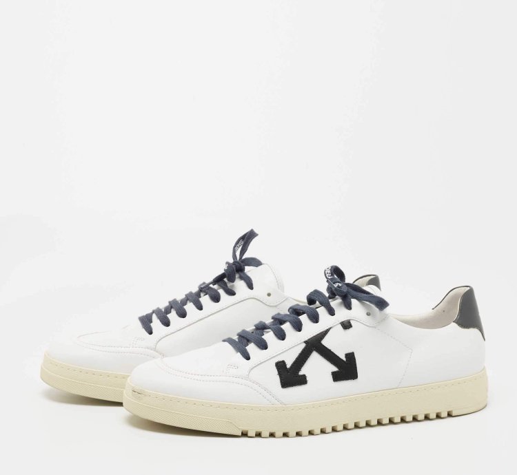 Off-white White Leather 2 0 Low Top Sneakers Size 45