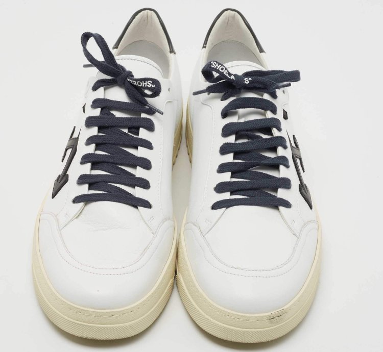 Off-white White Leather 2 0 Low Top Sneakers Size 45