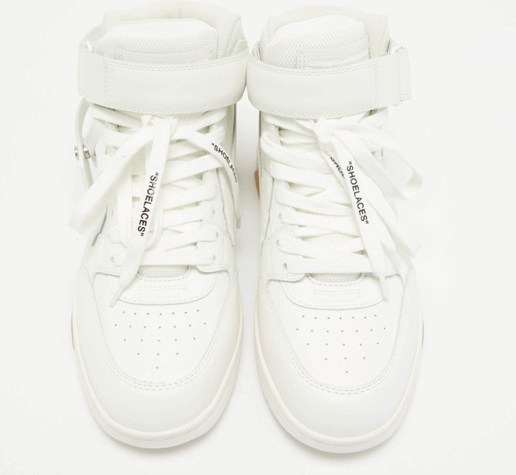 Off-white White Leather Out Of Office High Top Sneakers Size 41
