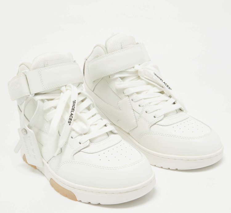 Off-white White Leather Out Of Office High Top Sneakers Size 41