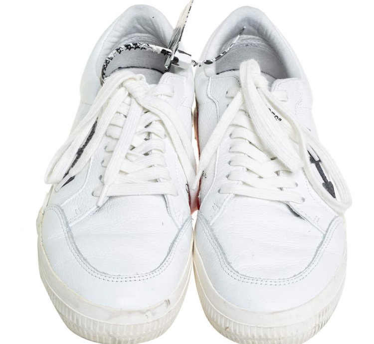 Off-white White Leather Vulcanized Low Top Sneakers Size 42