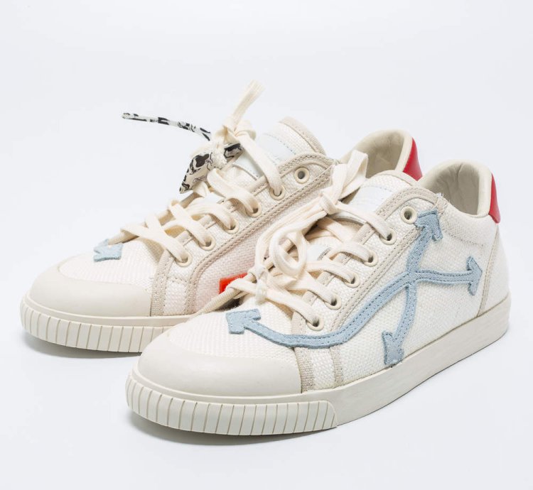 Off-white White Red Canvas And Leather Vulcanised Sneakers Size 42