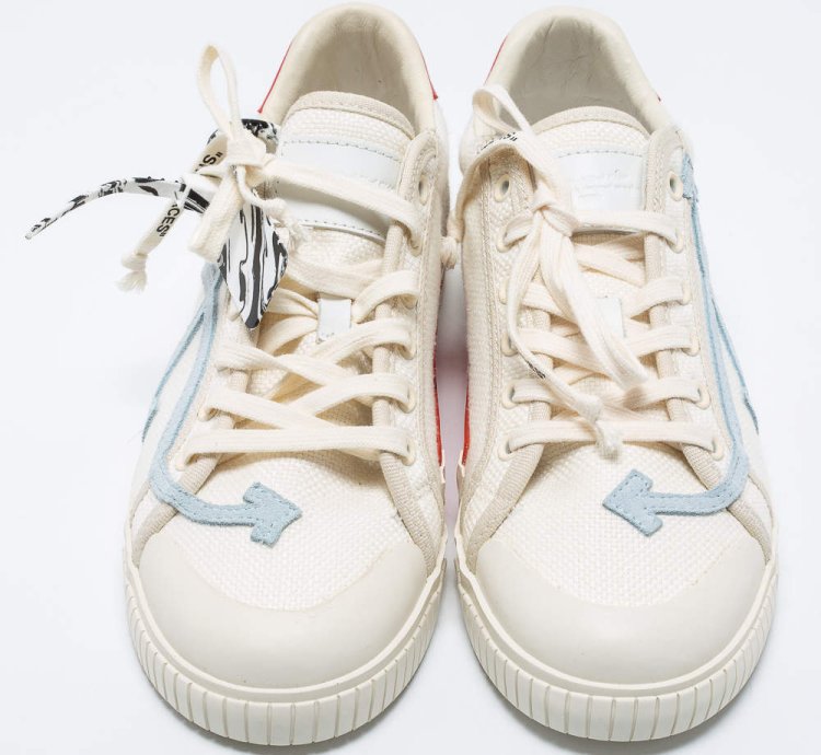 Off-white White Red Canvas And Leather Vulcanised Sneakers Size 42