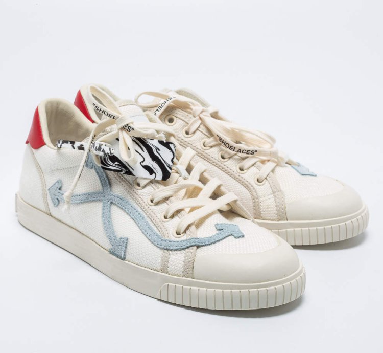 Off-white White Red Canvas And Leather Vulcanised Sneakers Size 42