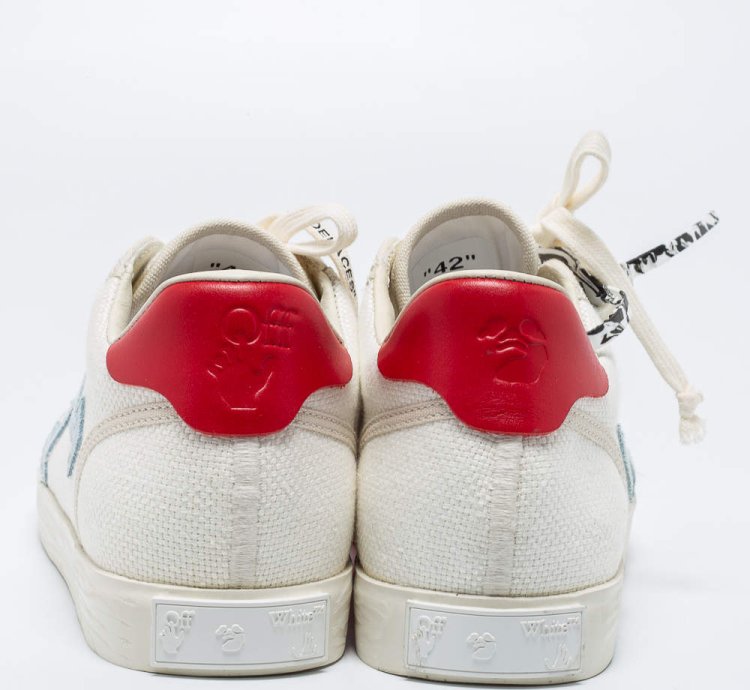 Off-white White Red Canvas And Leather Vulcanised Sneakers Size 42