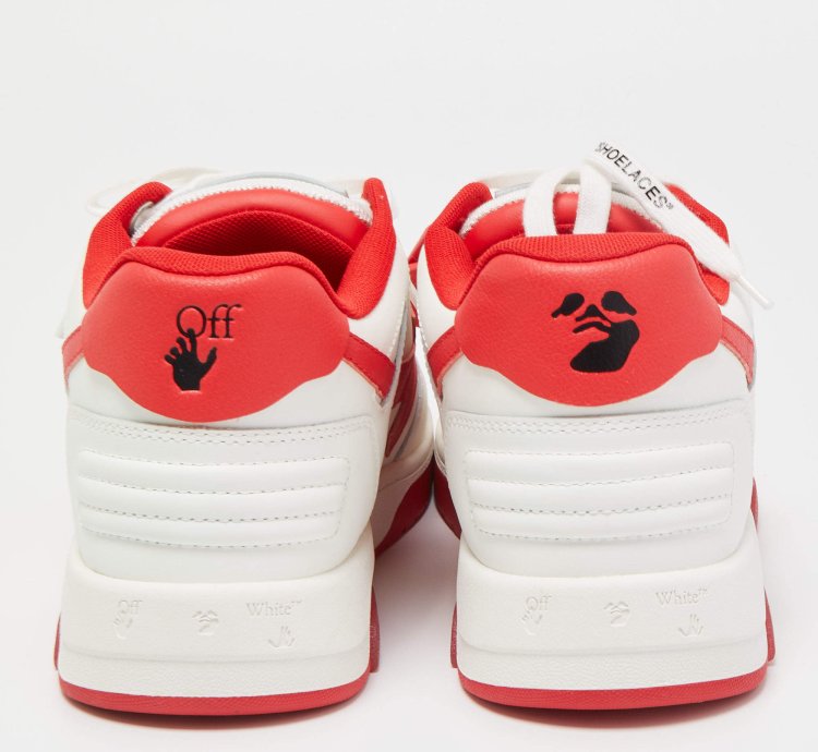 Off-white White Red Perforated Leather Out Of Office Sneakers Size 42