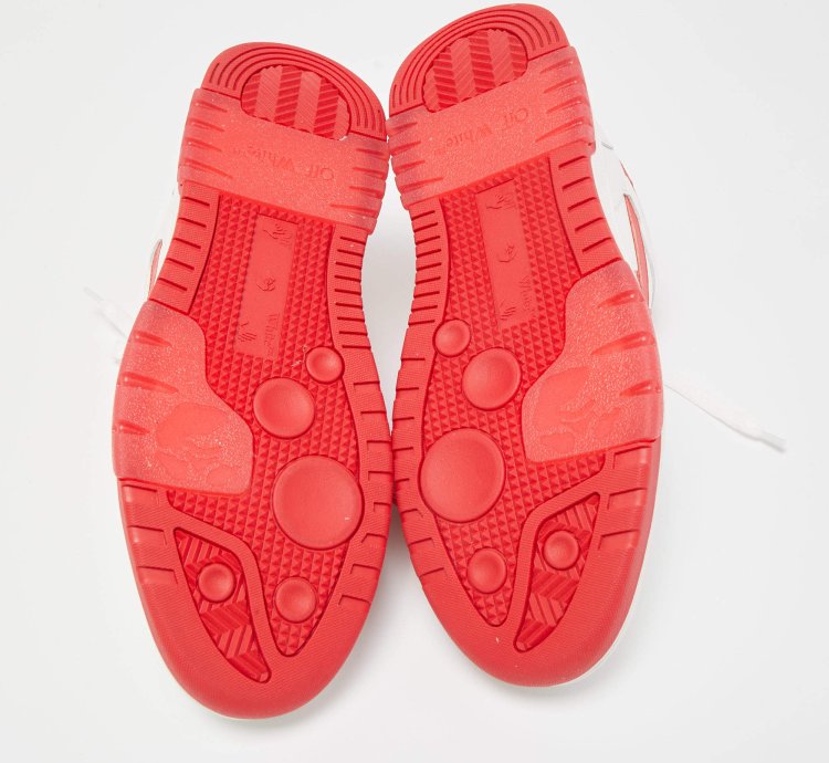 Off-white White Red Perforated Leather Out Of Office Sneakers Size 42