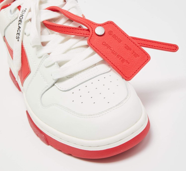 Off-white White Red Perforated Leather Out Of Office Sneakers Size 42