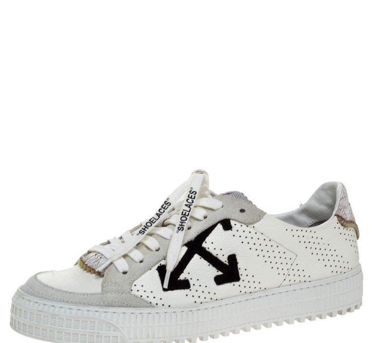 Off-white White Suede Leather Vulvanised Low Top Sneakers Size 41