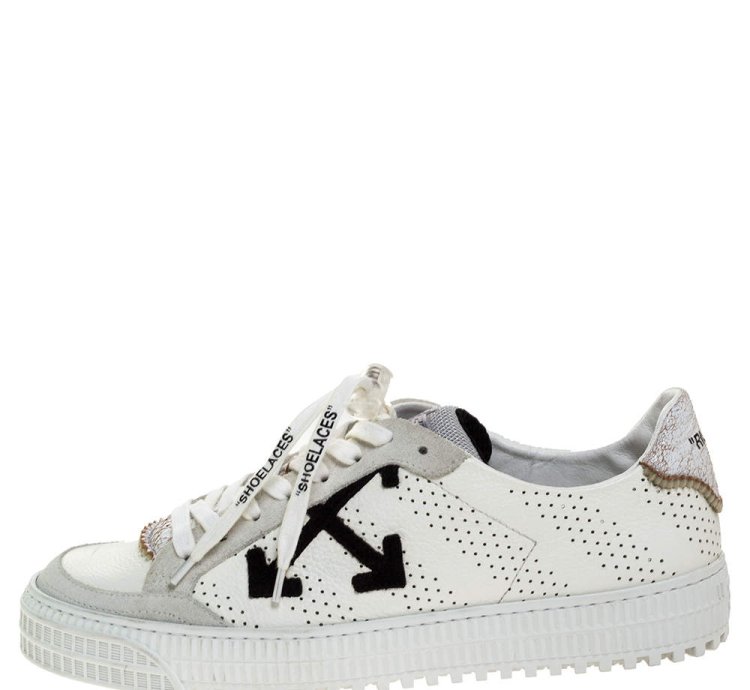 Off-white White Suede Leather Vulvanised Low Top Sneakers Size 41