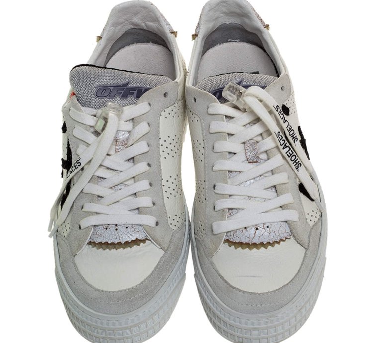 Off-white White Suede Leather Vulvanised Low Top Sneakers Size 41