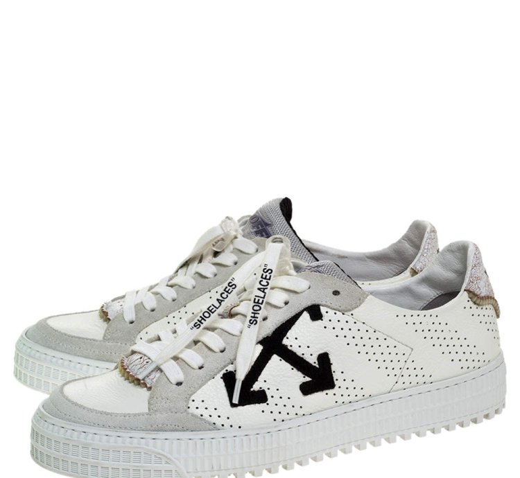 Off-white White Suede Leather Vulvanised Low Top Sneakers Size 41