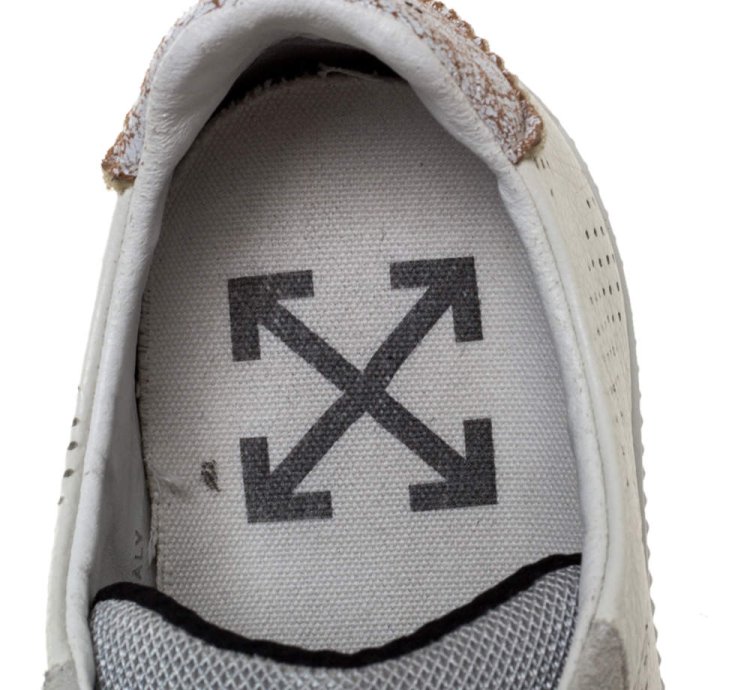 Off-white White Suede Leather Vulvanised Low Top Sneakers Size 41