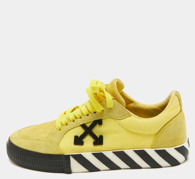 Off-white Yellow Canvas Vulcanized Low Top Sneakers Size 41