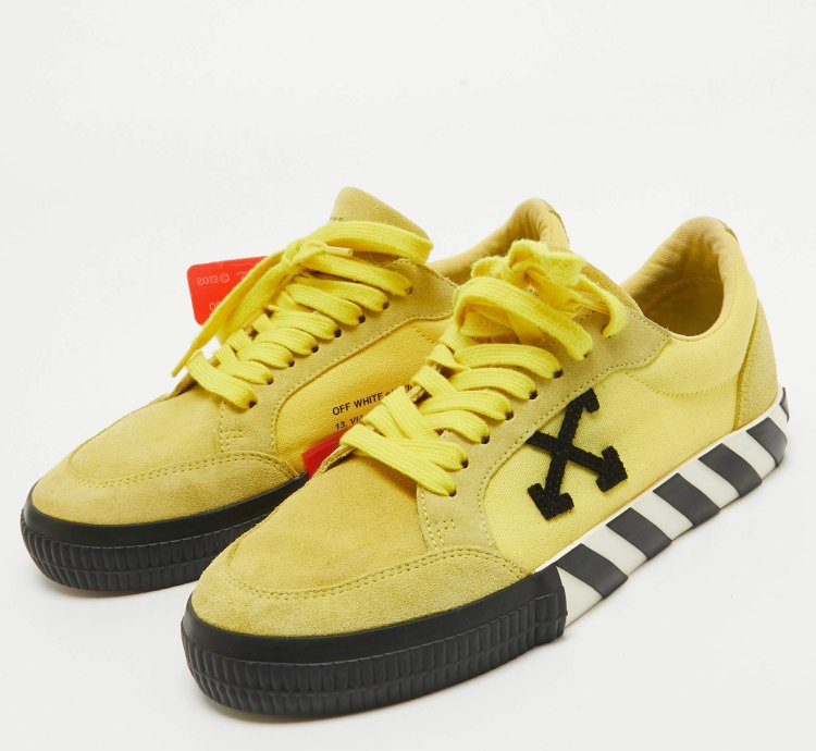 Off-white Yellow Canvas Vulcanized Low Top Sneakers Size 41