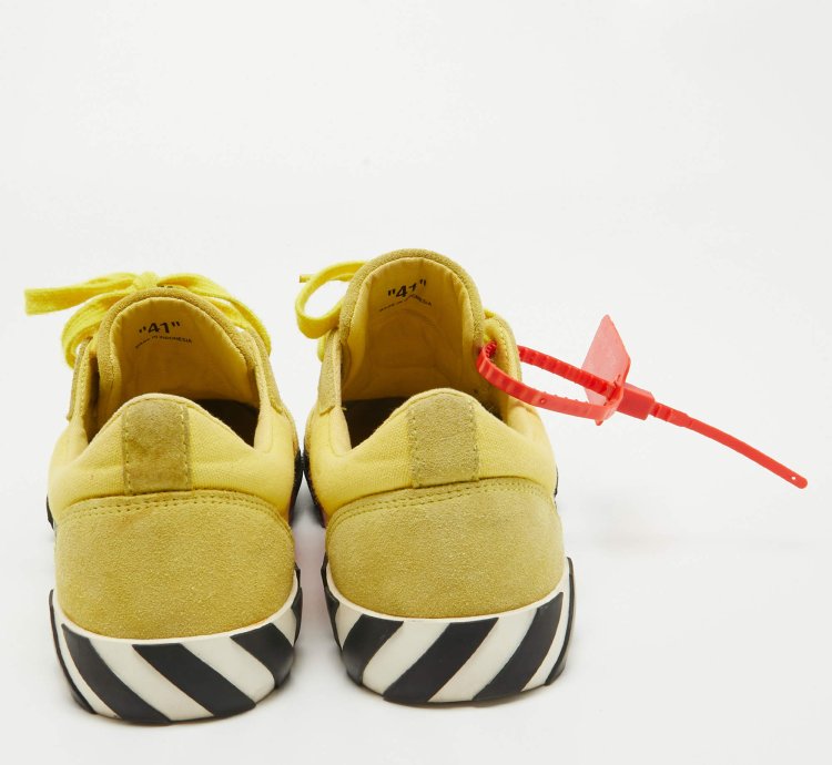 Off-white Yellow Canvas Vulcanized Low Top Sneakers Size 41