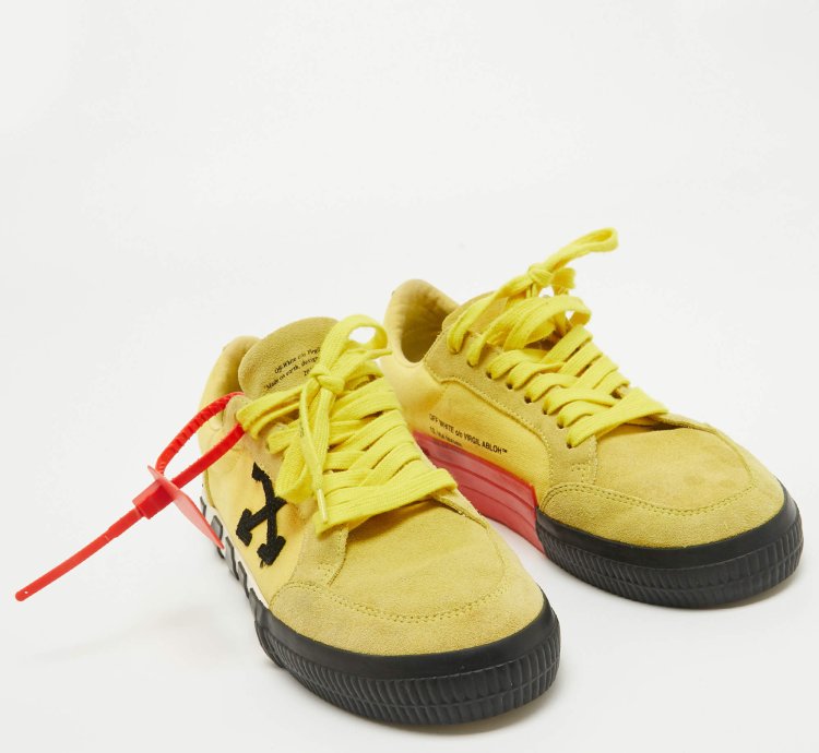 Off-white Yellow Canvas Vulcanized Low Top Sneakers Size 41