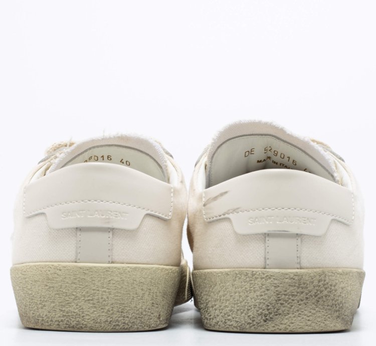 Saint Laurent Off-white Canvas Logo Court Classic Low-top Sneakers Size 40
