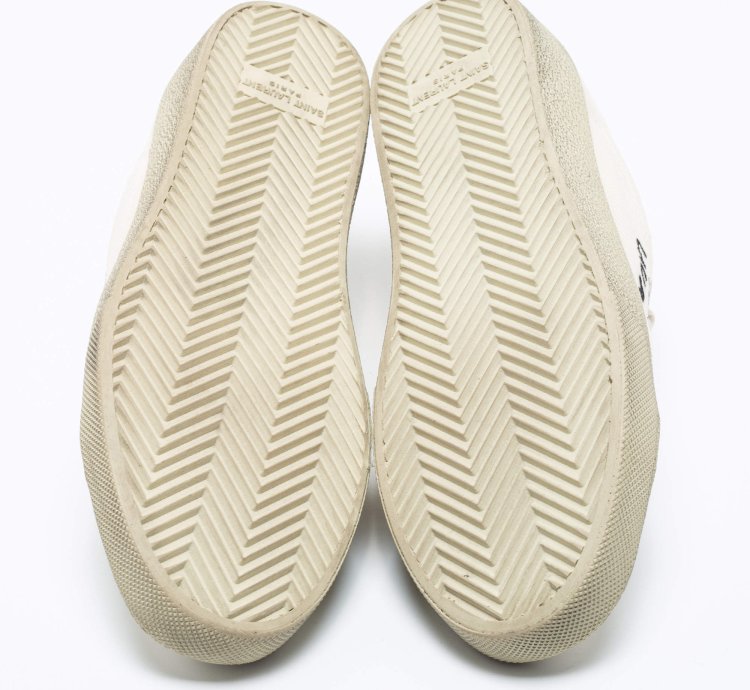Saint Laurent Off-white Canvas Logo Court Classic Low-top Sneakers Size 40