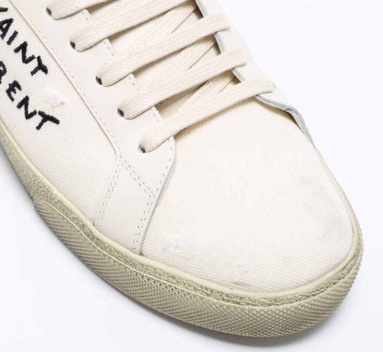 Saint Laurent Off-white Canvas Logo Court Classic Low-top Sneakers Size 40